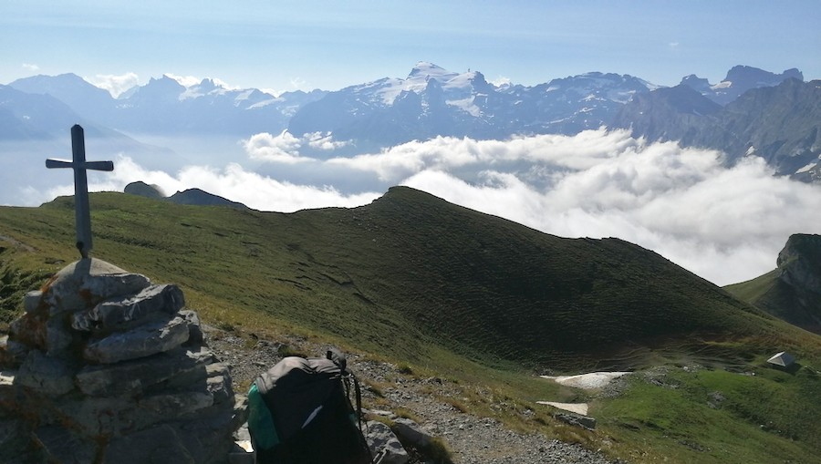 Blick vom Widderfeld Stock Gipfel Richtung Süden mit Titlis